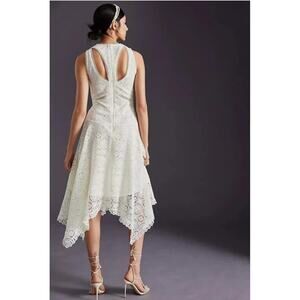 Anthropologie NWT‎ Size 10 Ivory Fitted Maxi Dress Lace Cutout Boho Chic Party